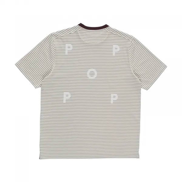 Pop Trading Company Striped Logo T-Shirt "Quarry" (POPAW25-02-007)