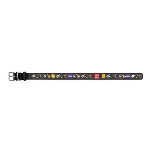 Kožený obojok so vzorom NASA čierny, Obvod krku: 21-29 cm, širka: 12 mm
