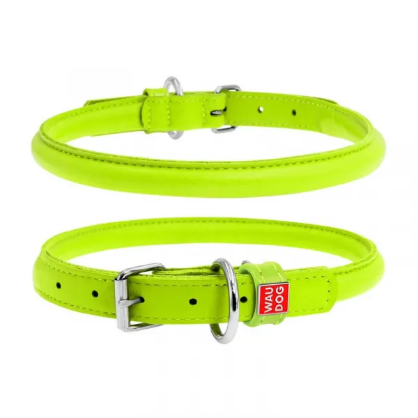 Wou Dog obojok kožený okrúhly zelený 6 mm/33 cm