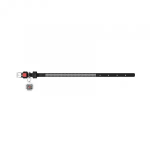 Kožený obojok s kryštálmi čierny, Obvod krku: 19-25cm, šírka: 9mm