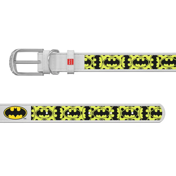 Kožený obojok Batman DC COMICS biely, Obvod krku: 29-38 cm, širka: 20 mm
