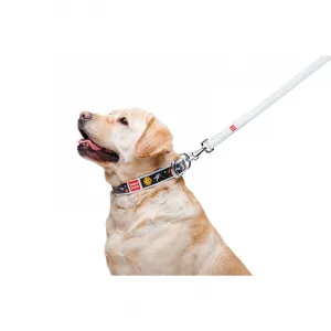 Kožený obojok so vzorom NASA biely, Obvod krku: 19-25 cm, širka: 9 mm