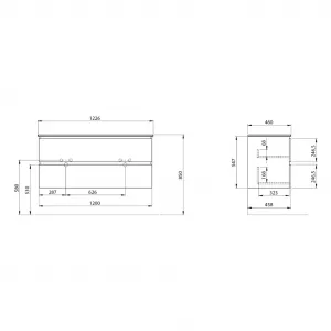 SAPHO - EZARA dvojumývadlová skrinka 120x55x46cm, dub cuneo EZ121-2525