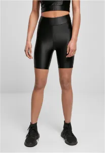 Women's Shiny Metallic High-Waisted Cycling Shorts Black