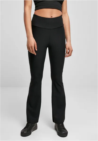 Women's high-waisted leggings with ribbed fit black