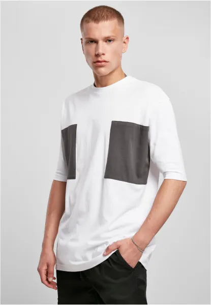 Large double pocket T-shirt white/asphalt