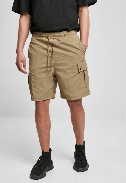 Nylon khaki cargo shorts