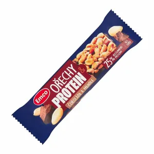 Emco Arašidová tyčinka so sójovým proteínom, čokoládou a mandľami polomáčaná v horkej čokoláde 40 g