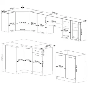 Ak furniture Kuchyňská rohová linka Olivie 3 m prosklená bílá/dub sonoma