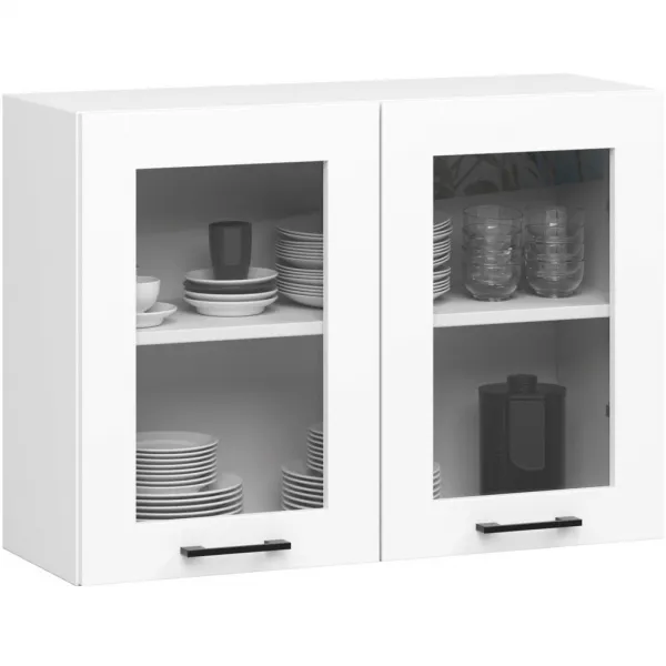 Ak furniture Kuchyňská rohová linka Olivie 3 m prosklená bílá/dub sonoma