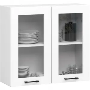 Ak furniture Kuchyňská linka Olivie 2,4 m H720 prosklená bílá/dub sonoma