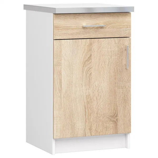 Ak furniture Kuchyňská linka Lima 240 cm prosklená bílá/dub sonoma