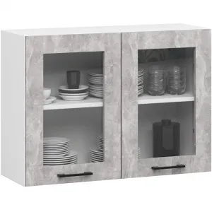 Ak furniture Kuchyňská rohová linka Olivie 3 m prosklená beton/dub sonoma