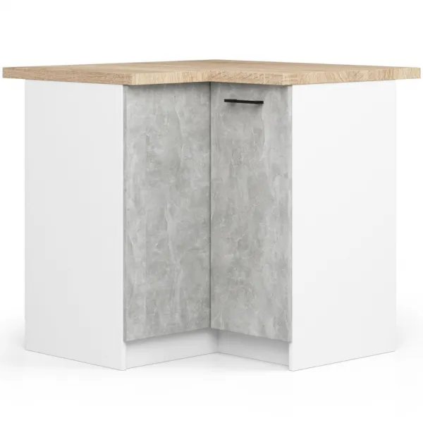 Ak furniture Kuchyňská rohová linka Olivie 3 m prosklená beton/dub sonoma