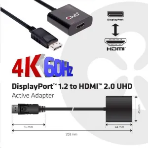 Club 3D Club3D Active DisplayPort adaptér 1.2 na HDMI 2.0 4K60Hz UHD, 20 cm