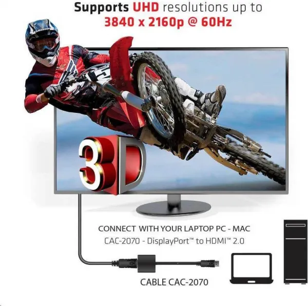 Club 3D Club3D Active DisplayPort adaptér 1.2 na HDMI 2.0 4K60Hz UHD, 20 cm
