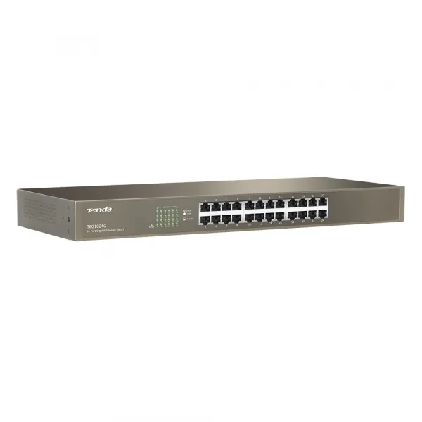 Tenda TEG1024G 24-portový gigabitový ethernetový prepínač, 10/100/1000 Mb/s, montáž do stojana