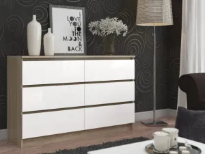 Ak furniture Komoda Rollo V 160 cm dub sonoma/biela