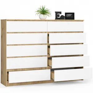 Ak furniture Komoda Kuba 160 cm 10 zásuviek dub artisan/biela