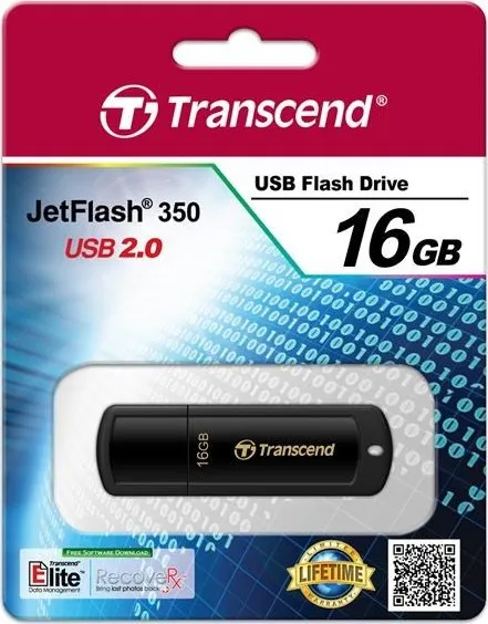 TRANSCEND Flash disk 16GB JetFlash®350, USB 2.0 (R:13/W:4 MB/s) čierna