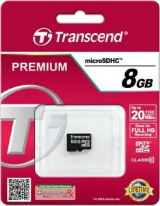Karta TRANSCEND MicroSDHC Class 10 8GB, bez adaptéra