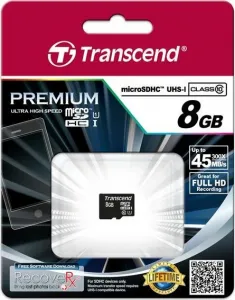 TRANSCEND MicroSDHC 8GB Premium, Class 10 UHS-I 300x, bez adaptéra