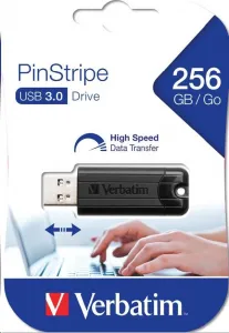 VERBATIM Flash disk 256 GB PinStripe USB 3.0, čierna