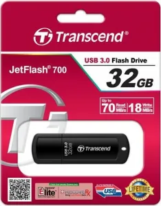 TRANSCEND Flash disk 32GB JetFlash®700, USB 3.0 (R:71/W:18 MB/s) čierna