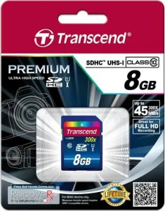 Karta TRANSCEND SDHC 8GB Premium, Class 10 UHS-I, 300X