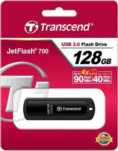 TRANSCEND Flash disk 128GB JetFlash®700, USB 3.0 (R:90/W:40 MB/s) čierna