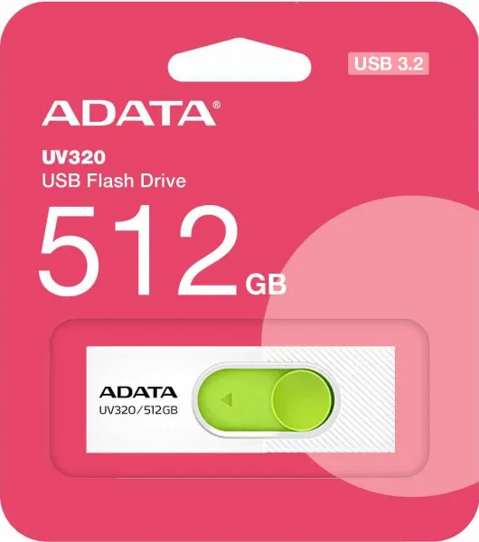 A-Data ADATA Flash Disk 512GB UV320, USB 3.2, bílo-zelená