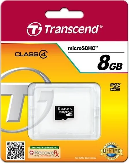 Karta TRANSCEND MicroSDHC 8 GB triedy 4, bez adaptéra