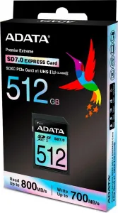 A-Data ADATA SDXC karta 512GB Express, PCIe Gen3, UHS-I, C10, V30, (R:800/W:700 MB/s)
