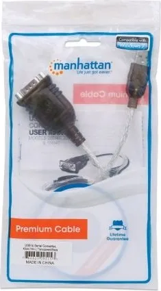 MANHATTAN Prevodník USB na sériový port (USB AM/DB9M, RS232), Polybag