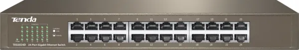 Tenda TEG1024D 24-portový gigabitový ethernetový prepínač, 10/100/1000 Mb/s, bez ventilátora, montáž do racku