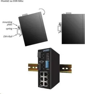 Planet ISW-501T, 5x 10/100, DIN, IP30, rozšírený teplotný rozsah -40 ~ 75 st.C