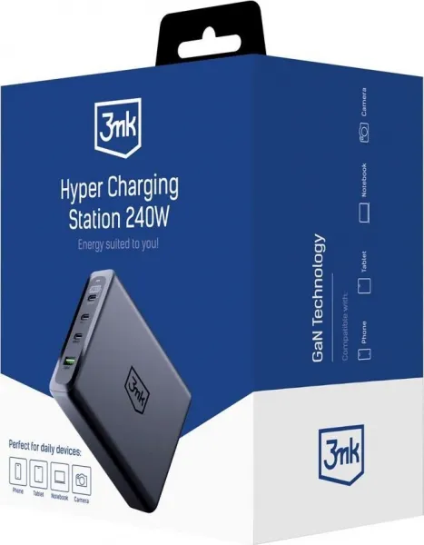 3mk nabíjecí stanice - Hyper Charging Station, 240 W, GaN, 3x USB-C + 1x USB-A