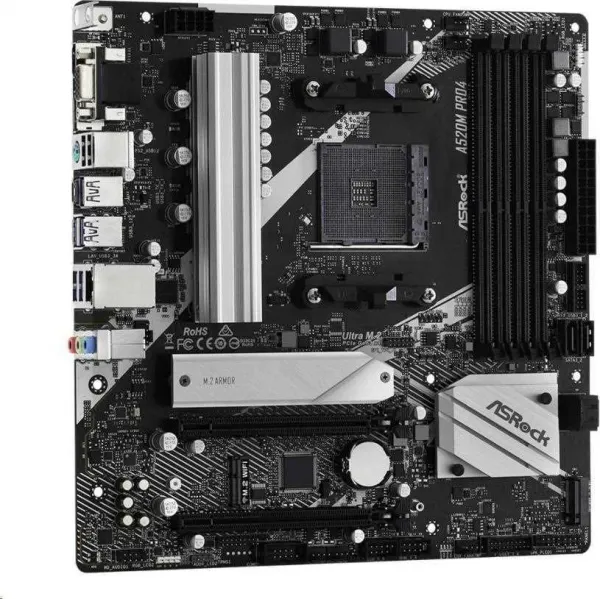 ASRock MB Sc AM4 A520M PRO4, AMD A520, 4xDDR4, HDMI, DP
