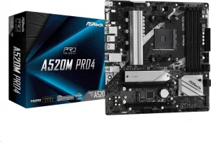 ASRock MB Sc AM4 A520M PRO4, AMD A520, 4xDDR4, HDMI, DP