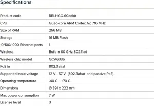 MikroTik Wireless Wire Dish (LHGG-60ad), 1Gbps full-duplex bez káblov, 802.11ad, 60GHz, L3, dosah 1500m+