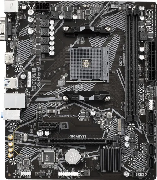 GIGABYTE MB Sc AM4 A520M K V2, AMD A520M, 2xDDR4, 1xHDMI, 1xVGA, mATX