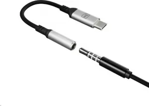 3mk adaptér USB-C/Jack 3,5mm (samice) 0,15m, černo-stříbrná