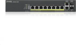 Zyxel GS2220-10HP 10-portový gigabitový PoE manažovaný L2 switch, 8x gigabitový RJ45, 2x gigabitový RJ45/SFP, PoE 180 W