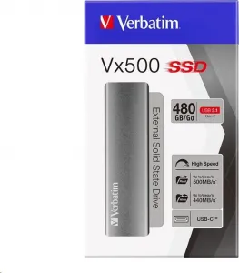 VERBATIM externý SSD disk 480GB Vx500 strieborný USB-C