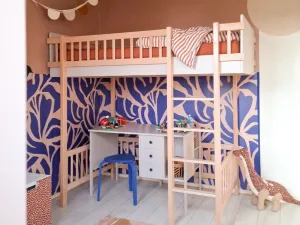Vyvýšená posteľ BASIC s rebríkom 90x200 cm Zvoľte farbu: Kašmírová