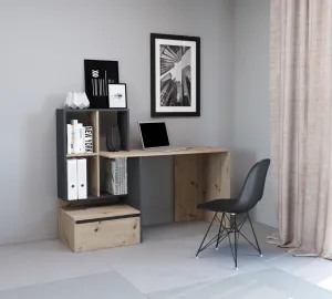 Vivaldi Psací stůl Paco s regálem 145 cm dub artisan/antracit