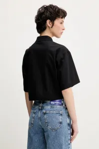 Košeľa Karl Lagerfeld Jeans dámska, čierna farba, voľný strih, s klasickým golierom, A2W11001