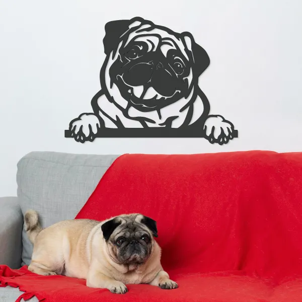 Drevený obraz - Mops