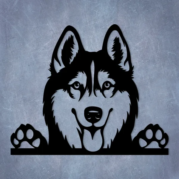 Nástenný drevený obraz - Sibírsky husky