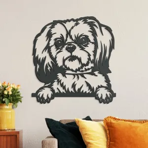 Drevená dekorácia na stenu - Shih Tzu